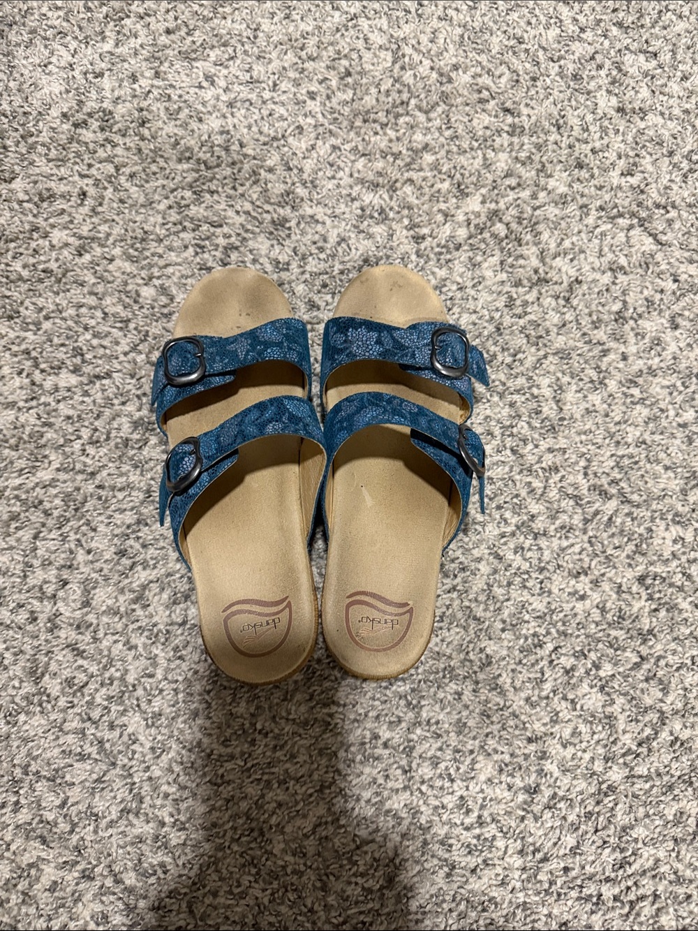 Dansko Teal Patterned Dual-Buckle Slide Mules - Picture 5 of 5
